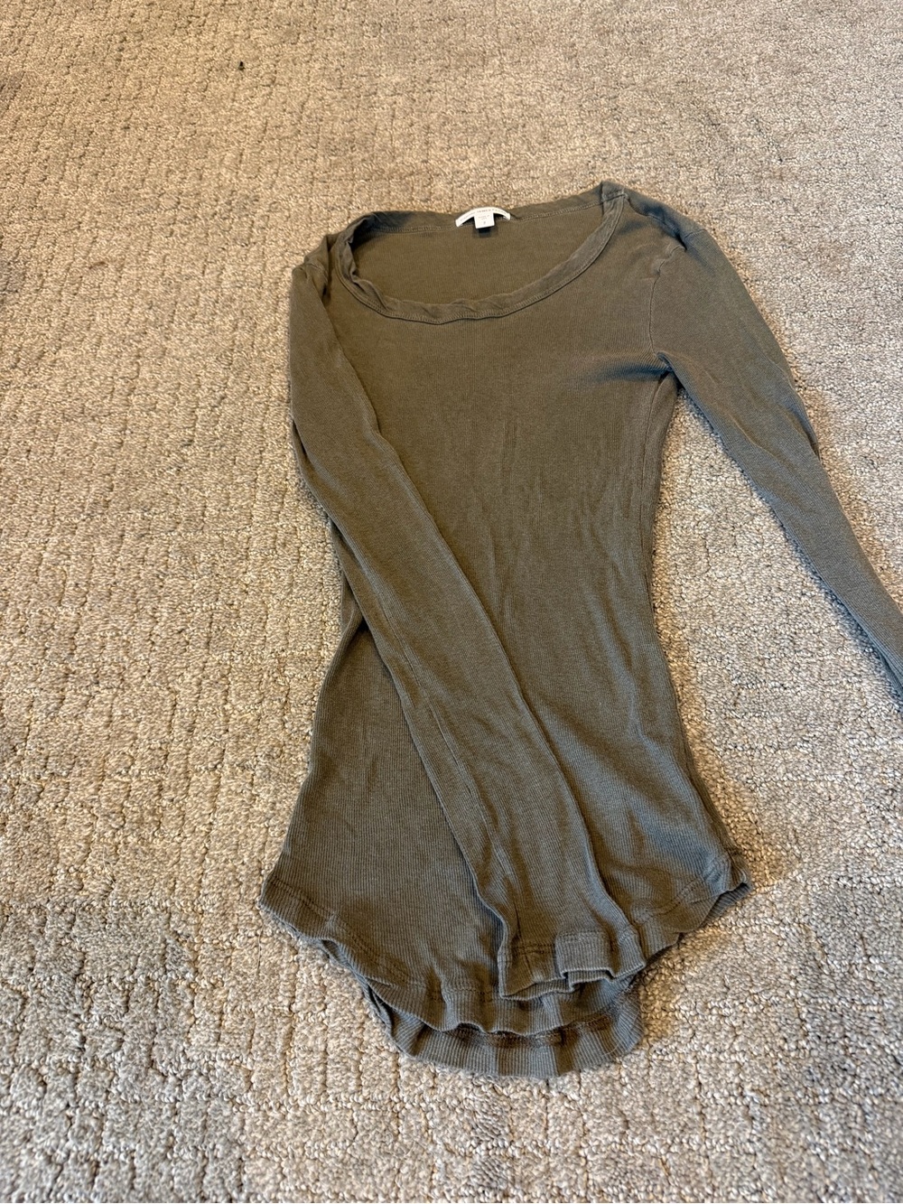 Standard James Perse Scoop neck olive green ribbed top size 2 100% cotton - Picture 9 of 10